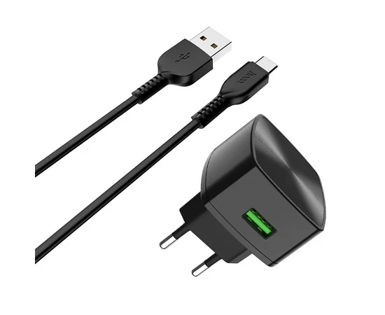 СЗУ Hoco C70A QC3.0 (1USB/3A) + Type-C Черный