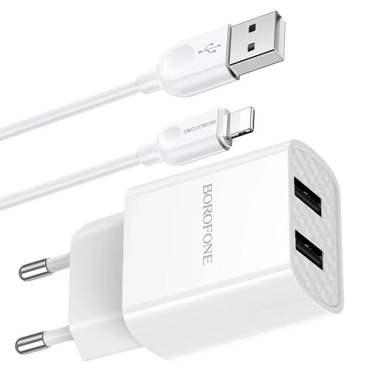 СЗУ Borofone BA53A Powerway (2USB/2.1A) + Lightning Білий
