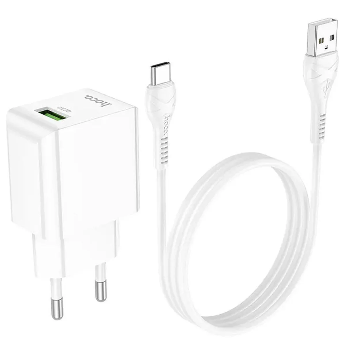 СЗУ Hoco C98A QC3.0 (1USB/18W) + USB to Type-C White
