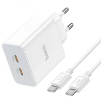 СЗУ Hoco C108A PD 35W (2 Type-C) + Type-C to Type-C White