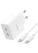 СЗУ Hoco C108A PD 35W (2 Type-C) + Type-C to Type-C White