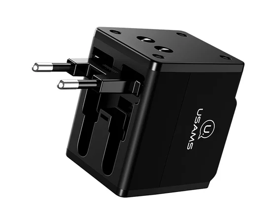 СЗУ Usams US-CC044 T2 4in1, разъёмы для US/AU/EU/UK Черный