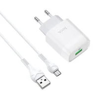 СЗУ Hoco C72Q QC3.0 (1USB / 2A) + MicroUSB Білий