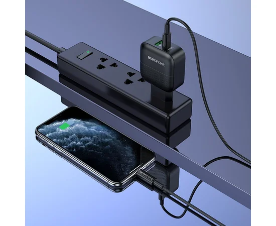 СЗУ Borofone BA46A PD 18W+QC3.0 (1USB/1Type-C/3A) + Type-C to Lightning Черный