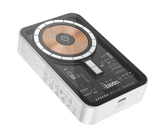 Портативное зарядное устройство Power Bank Hoco Q10A Transparent PD20W с БЗУ 10 000 mAh White