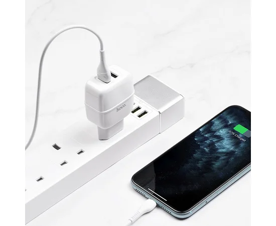 СЗУ Hoco C77A (2USB/2.4A) + Lightning Белый