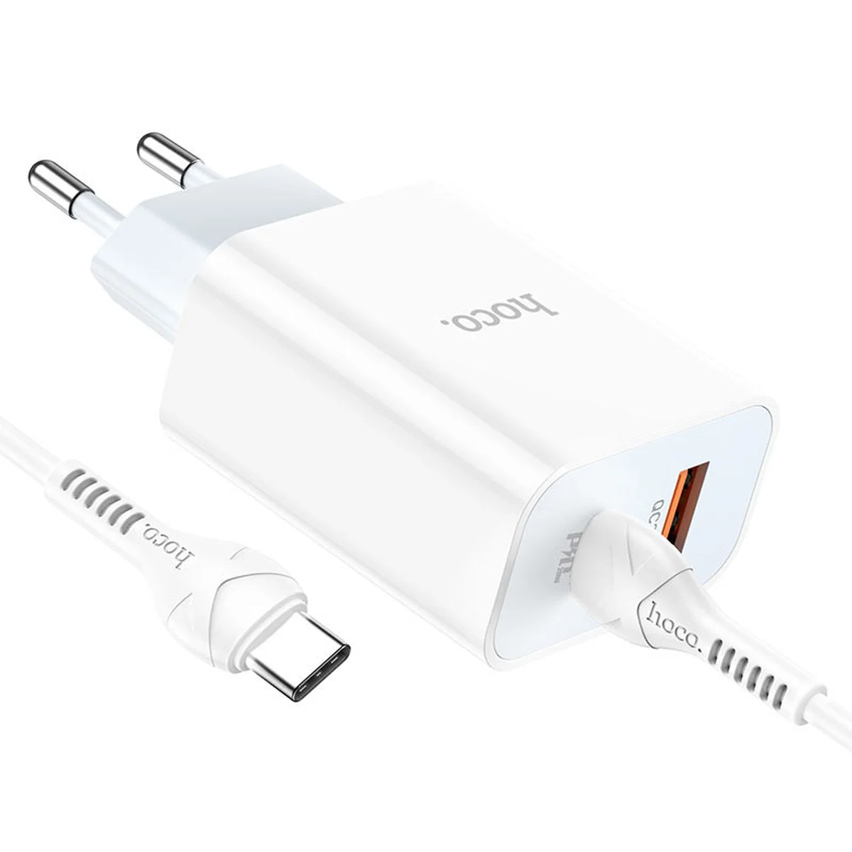 СЗУ HOCO C97A PD20W+QC3.0 (1USB/1Type-C/3A) + Type-C to Type-C Белый