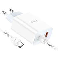 СЗУ HOCO C97A PD20W+QC3.0 (1USB/1Type-C/3A) + Type-C to Type-C Белый