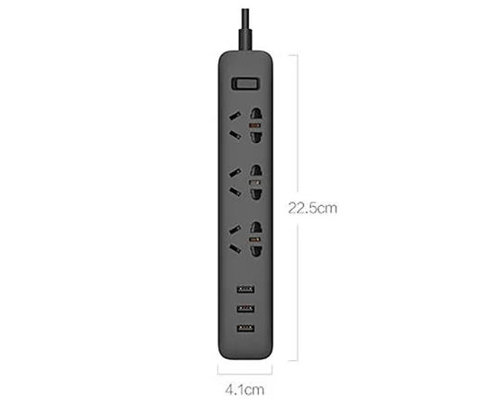 Удлинитель Xiaomi Power Strip (3xUSB/3xSocket) Черный