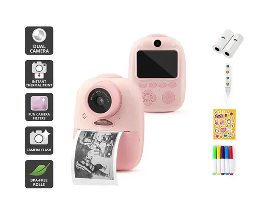 Детская фотокамера D10 с моментальной печатью Pink