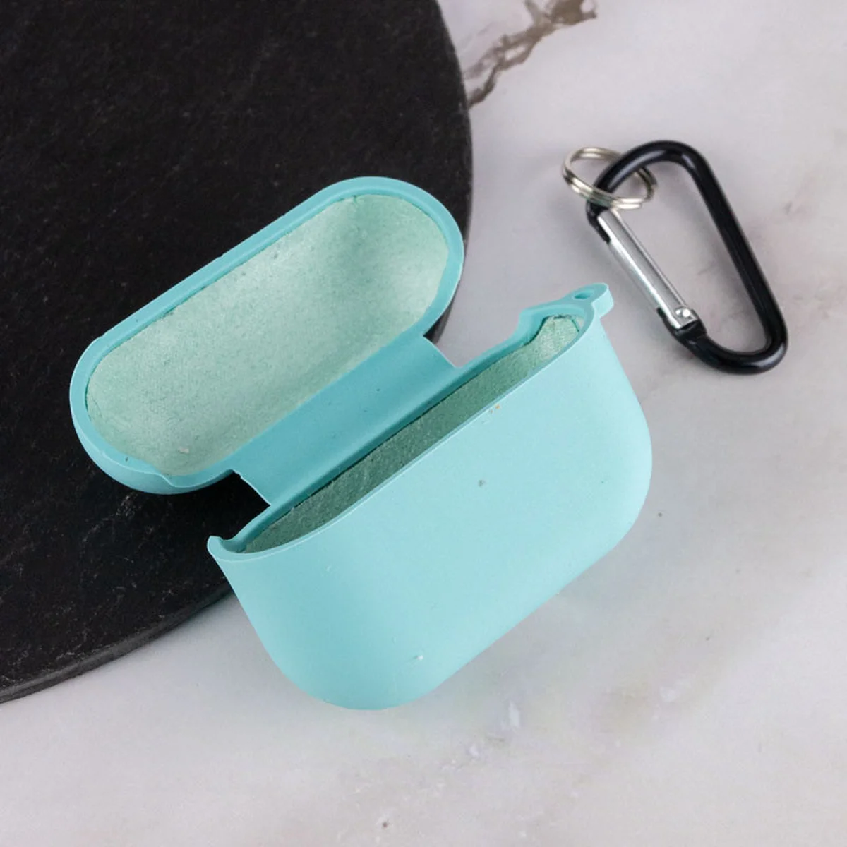 Силиконовый футляр с микрофиброй для наушников Airpods Pro 2 Бирюзовый / Marine Green