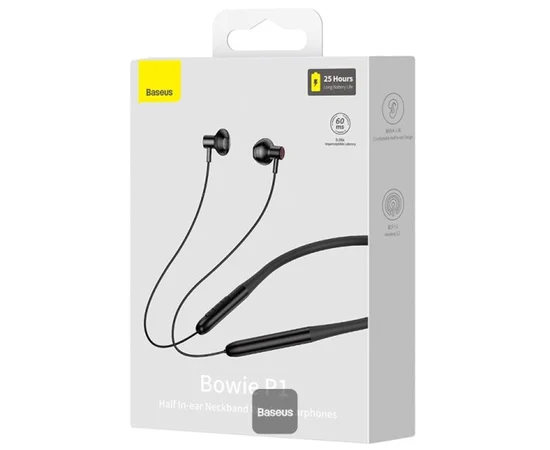 Беспроводные наушники Baseus Bowie P1 Half In-ear Neckband Wireless Earphones (NGPB000) Black