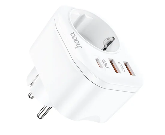 СЗУ Hoco NS3 Multifunctional PD20W (2USB/1Type-C/1xSocket) White