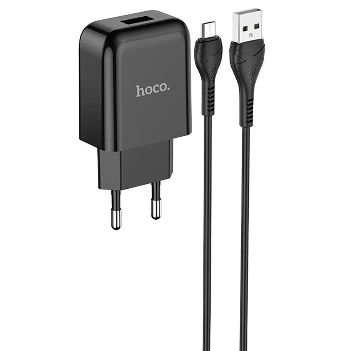 СЗУ HOCO N2 (1USB/2.1A) + USB - MicroUSB Черный