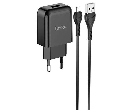 СЗУ HOCO N2 (1USB/2.1A) + USB - MicroUSB Черный