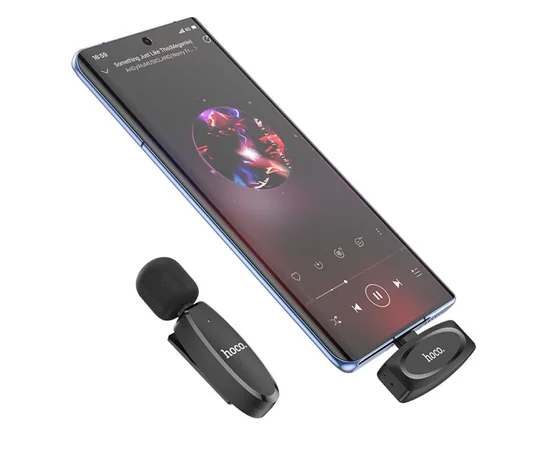 Петличный беспроводной микрофон Hoco L15 Crystal Type-C Black