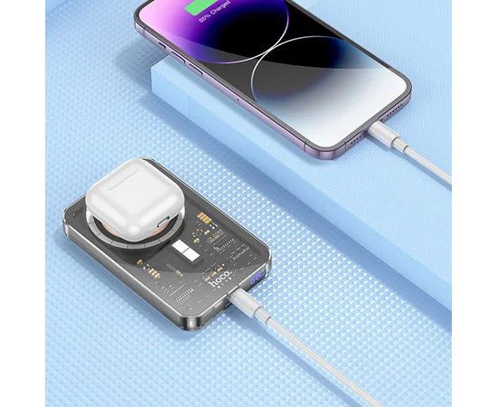 Портативное зарядное устройство Power Bank Hoco Q14 Ice Crystal PD20W с БЗУ 5000 mAh Black