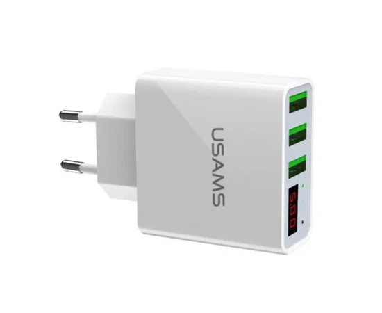 СЗУ USAMS US-CC035 с дисплеем (3USB 2.4A) Белый