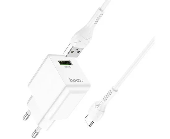 СЗУ Hoco C98A QC3.0 (1USB/18W) + USB to Type-C White