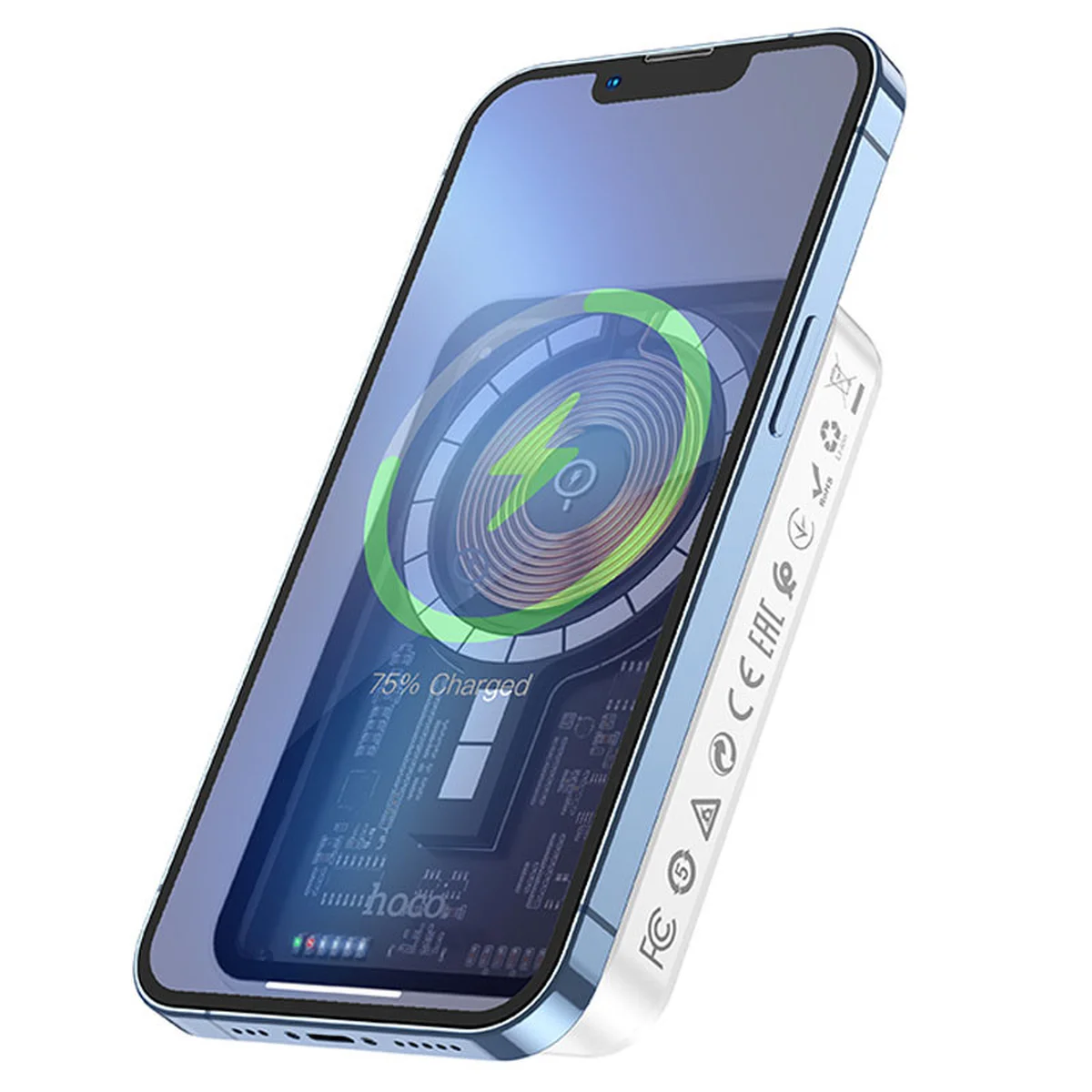 Портативное зарядное устройство Power Bank Hoco Q10 Transparent PD20W с БЗУ 5000 mAh White