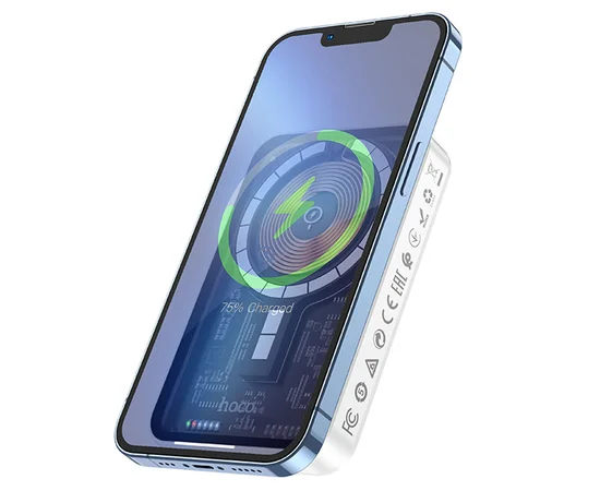Портативное зарядное устройство Power Bank Hoco Q10 Transparent PD20W с БЗУ 5000 mAh White