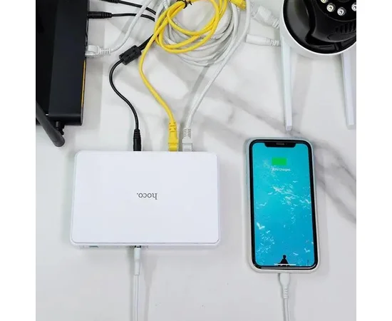 Источник бесперебойного питания Hoco DB25 Plus Smart Mini UPS для роутеров 5V/9V/12V 10000 mAh White