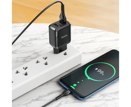 СЗУ HOCO N6 QC3.0 (2USB/3A) + USB - Type-C Черный
