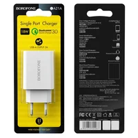 СЗУ Borofone BA21A Long journey QC3.0 (1USB/3A) Белый