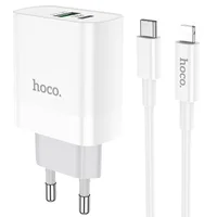 СЗУ HOCO C80A Rapido PD+QC3.0 Type-C + USB + Type-C to Lightning cable Білий