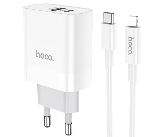 СЗУ HOCO C80A Rapido PD+QC3.0 Type-C + USB + Type-C to Lightning cable Белый