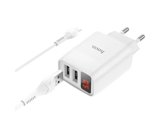 СЗУ HOCO C86A (2USB/2.4A) + Lightning Белый