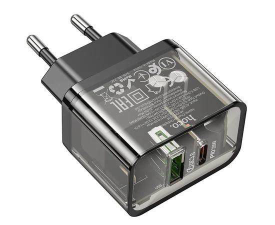 СЗУ Hoco N34 Dazzling PD20W+QC3.0 Transparent black