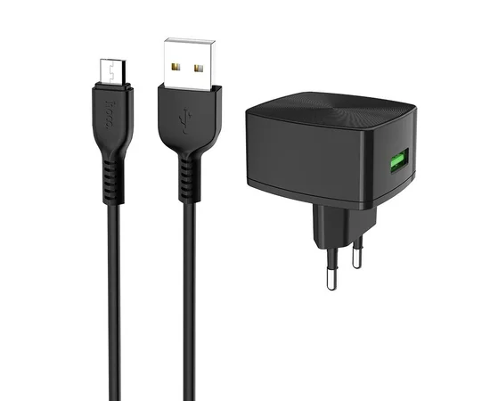 СЗУ Hoco C70A QC3.0 (1USB/3A) + microUSB Черный