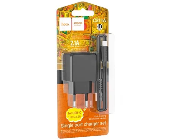 СЗУ HOCO CS11A (1USB) + Type-C Black