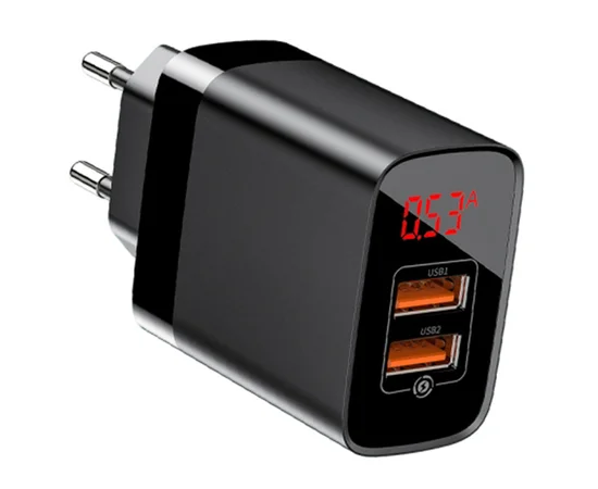 СЗУ Baseus Mirror Lake Dual QC Digital Display 2USB Черный