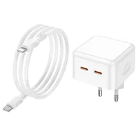 СЗУ Borofone BA76A Source PD35W (2Type-C) + Type-C to Lightning White