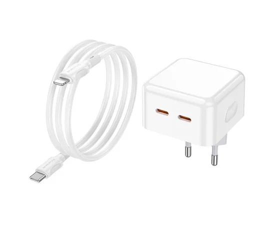 СЗУ Borofone BA76A Source PD35W (2Type-C) + Type-C to Lightning White