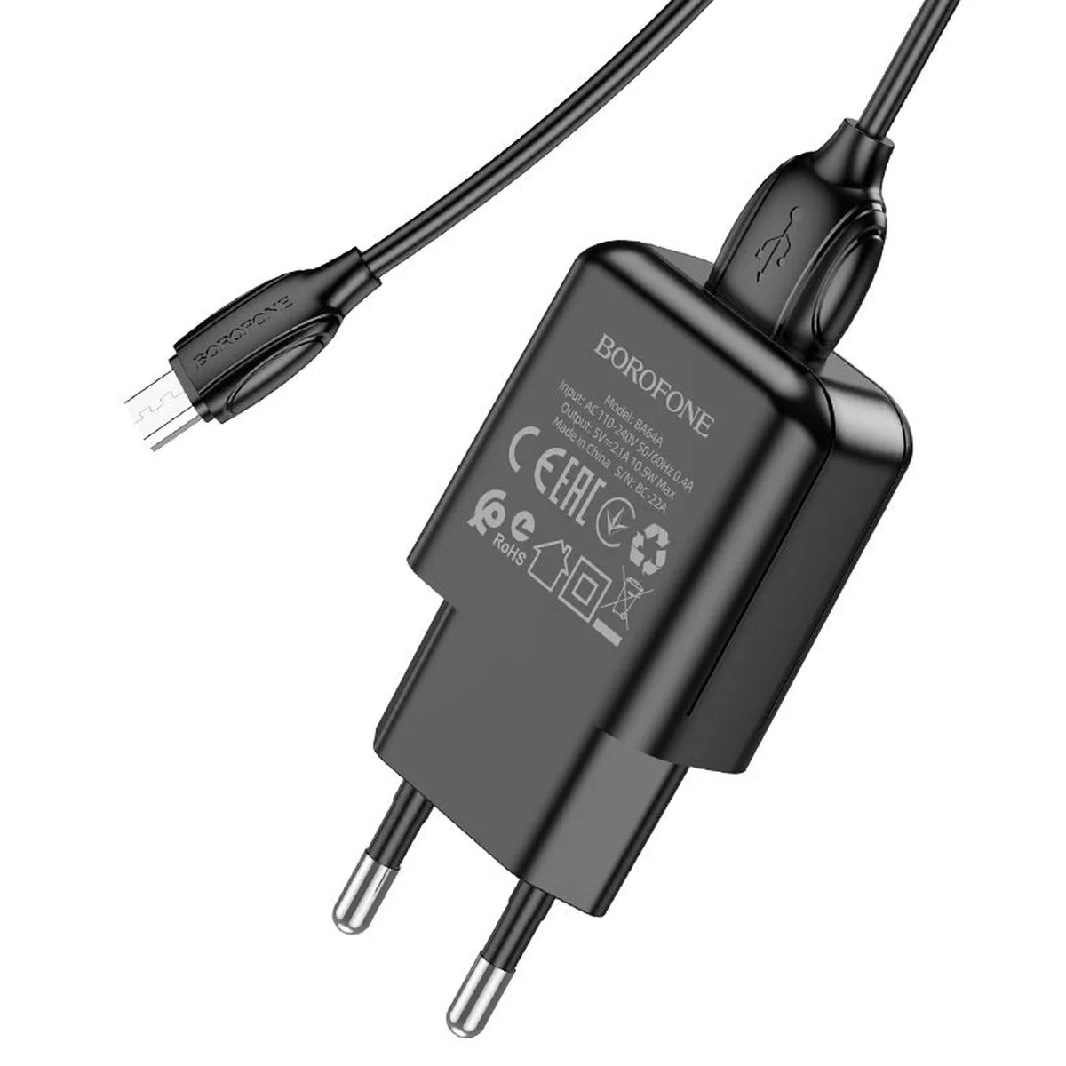 СЗУ Borofone BA64A Single port + MicroUSB Черный
