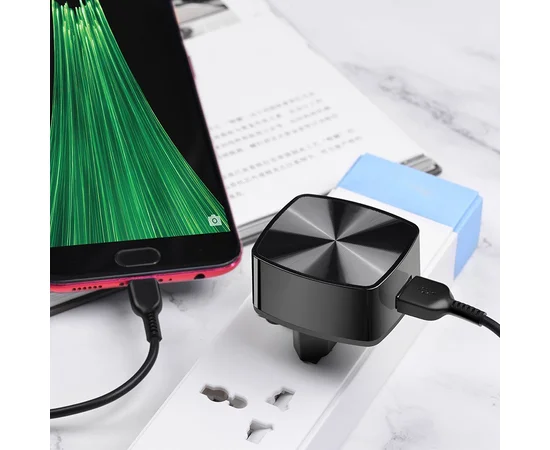 СЗУ Hoco C70A QC3.0 (1USB/3A) + microUSB Черный