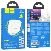 СЗУ Hoco N30 Glory PD65W (2Type-C/1USB) + Type-C to Type-C White