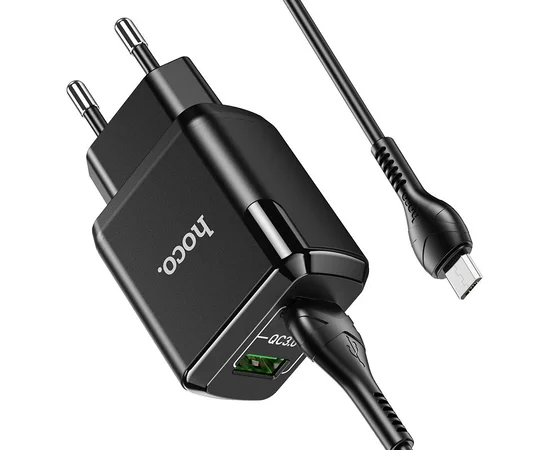 СЗУ HOCO N6 QC3.0 (2USB/3A) + USB - MicroUSB Черный