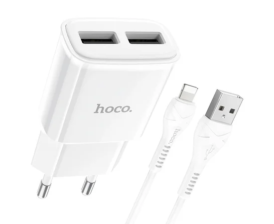 СЗУ HOCO C88A (2USB/2.4A) + Lightning Белый