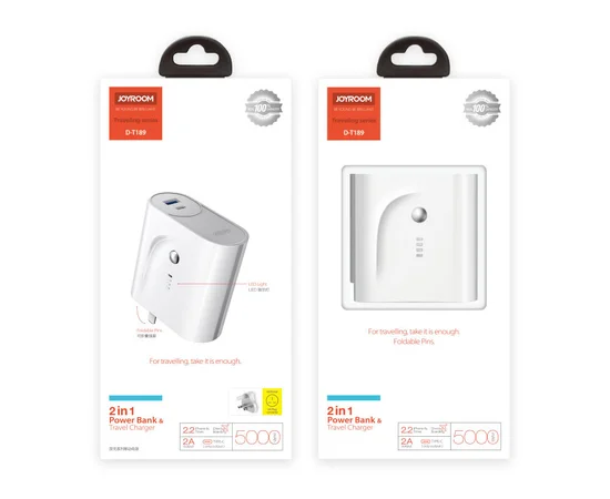 СЗУ + Power Bank Joyroom D-T189 (USB/Type-C) 5000 mAh Белый