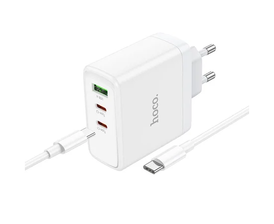 СЗУ Hoco N30 Glory PD65W (2Type-C/1USB) + Type-C to Type-C White