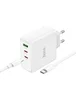СЗУ Hoco N30 Glory PD65W (2Type-C/1USB) + Type-C to Type-C White