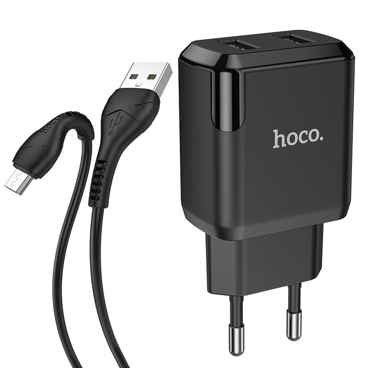 СЗУ HOCO N7 (2USB/2,1A) + USB - MicroUSB Черный