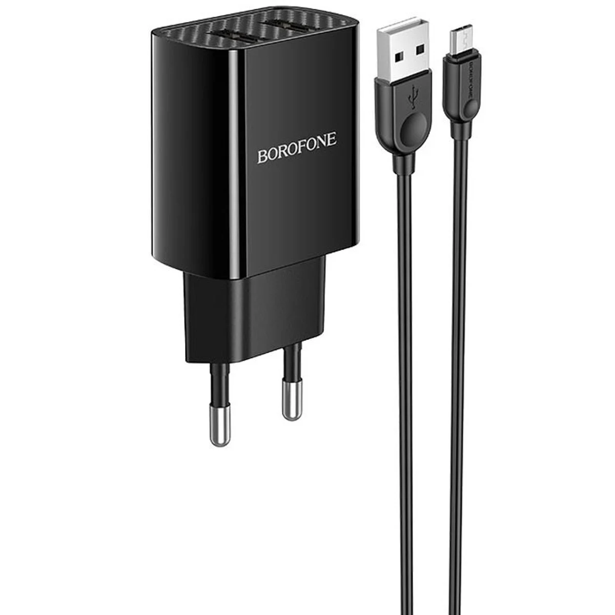 СЗУ Borofone BA53A Powerway (2USB/2.1A) + MicroUSB Черный