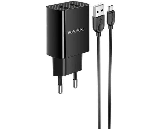 СЗУ Borofone BA53A Powerway (2USB/2.1A) + MicroUSB Черный