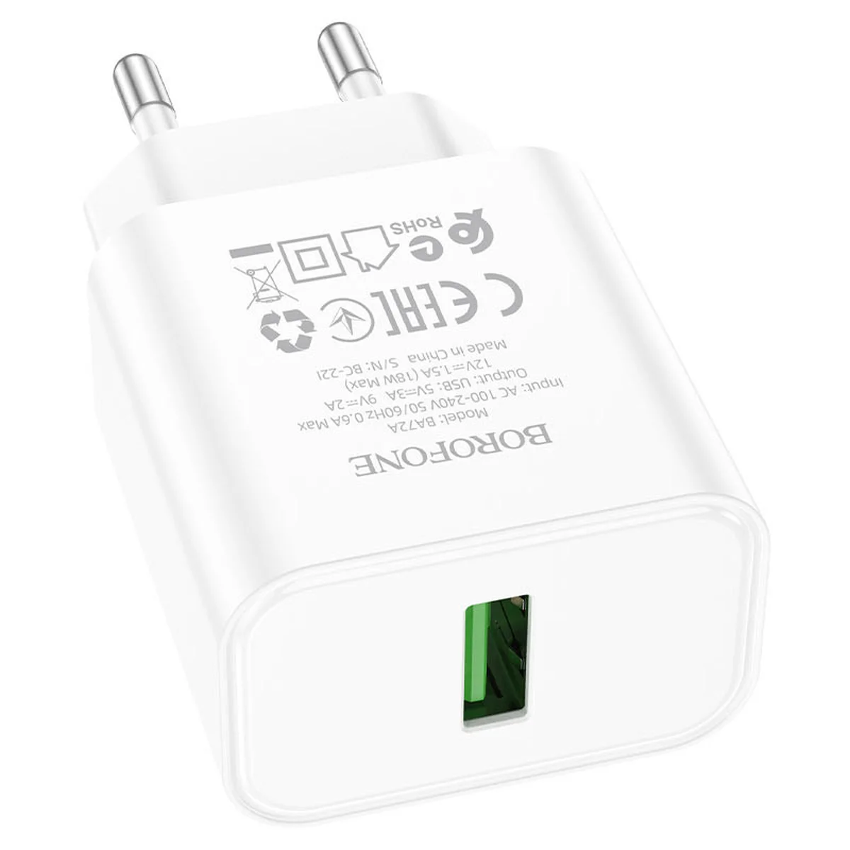 СЗУ Borofone BA72A Spring QC3.0 White