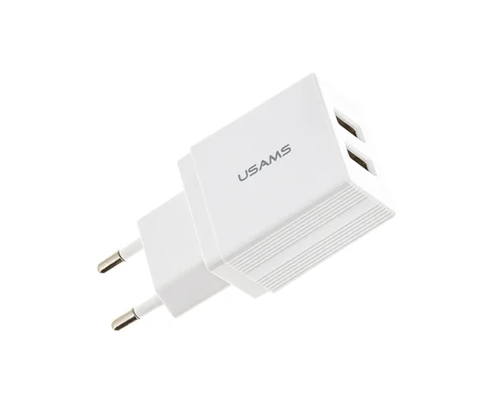 СЗУ USAMS US-CC090 T24 2.1A Dual USB Travel Charger （EU） Белый